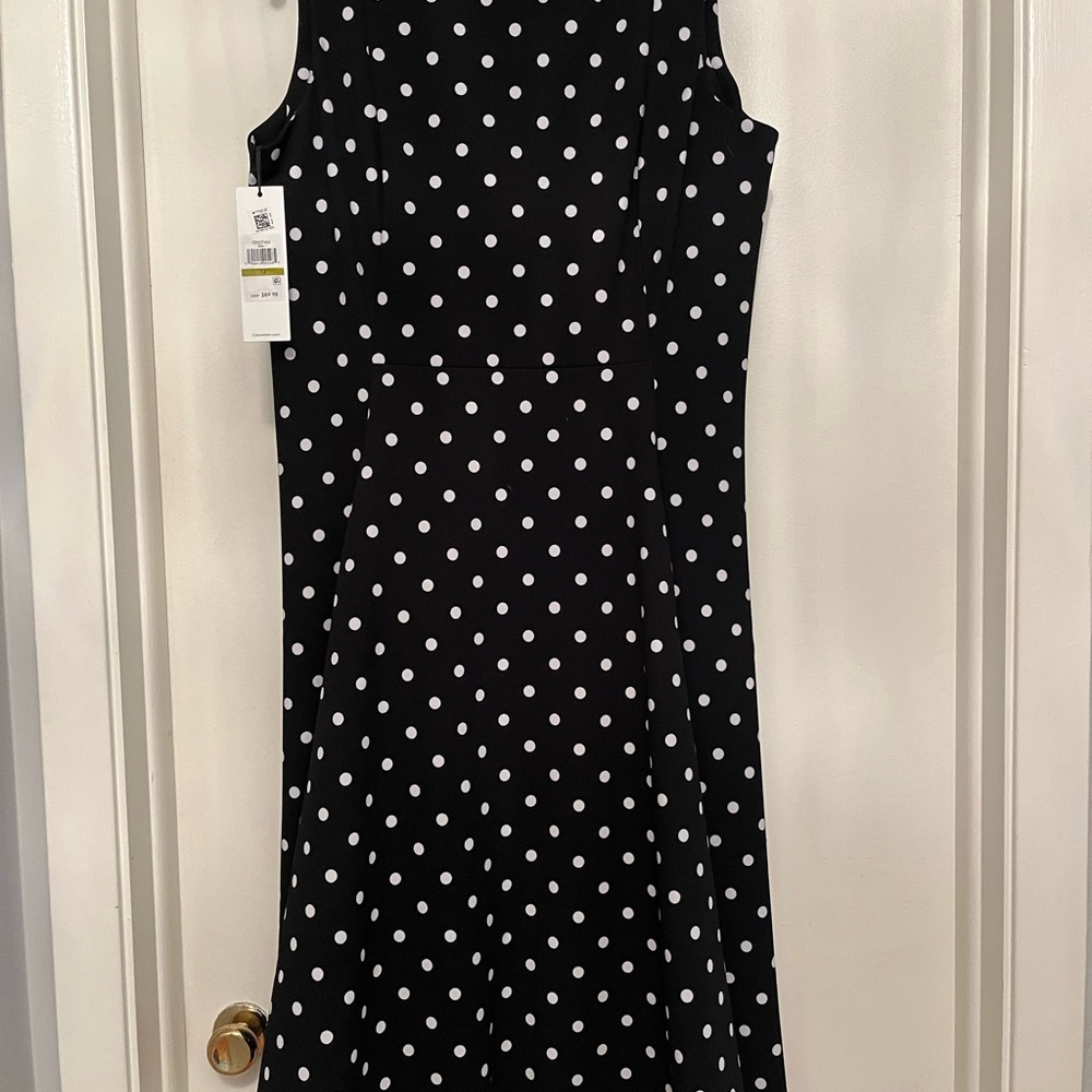 Calvin Klein Black and White Polka Dot Dress